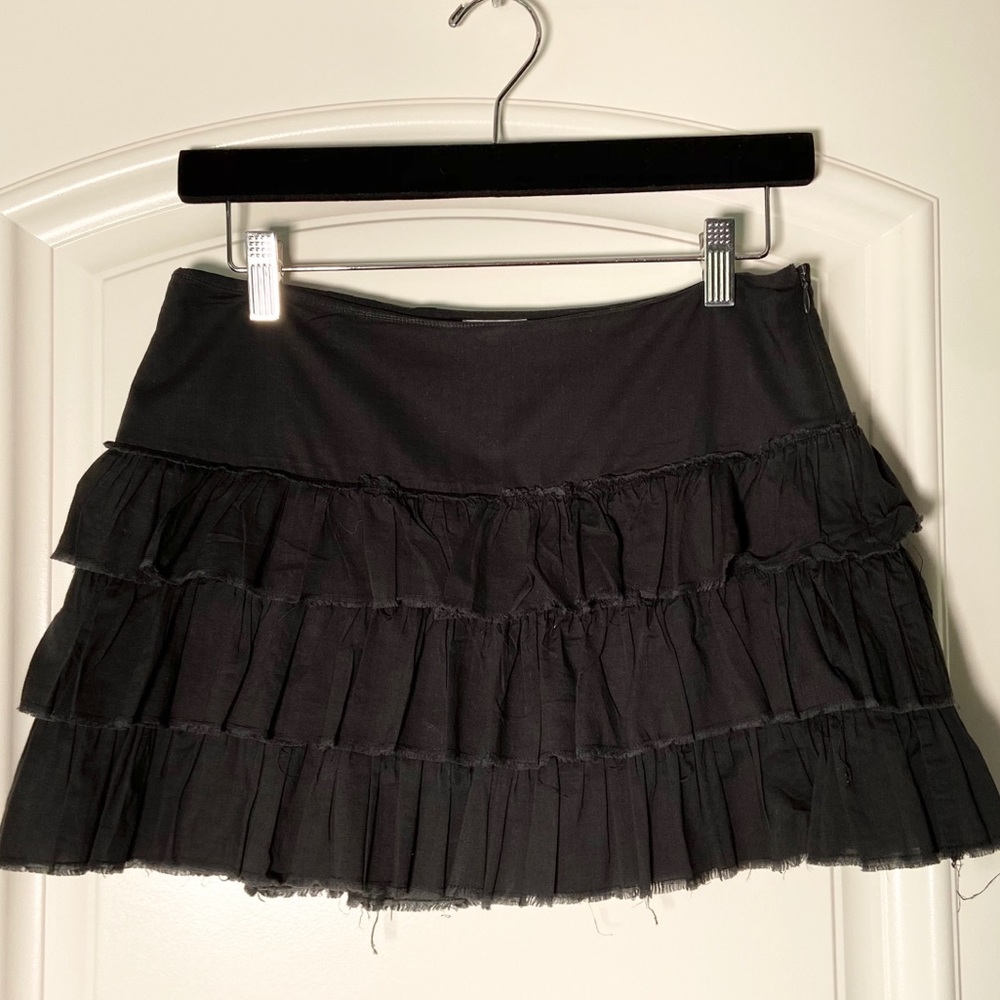 Black Ruffle Tiered Mini Skirt